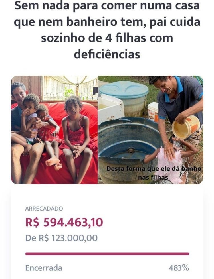 Internautas questionam motivo de família que arrecadou mais de meio