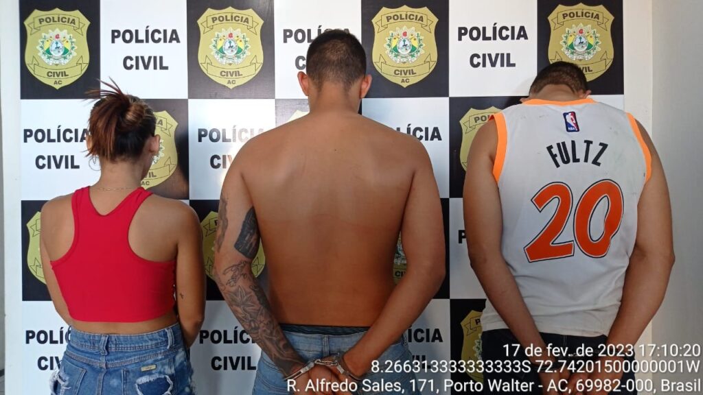 Ação conjunta entre PC e PM resulta na prisão de três pessoas e na apreensão de drogas em Porto Walter