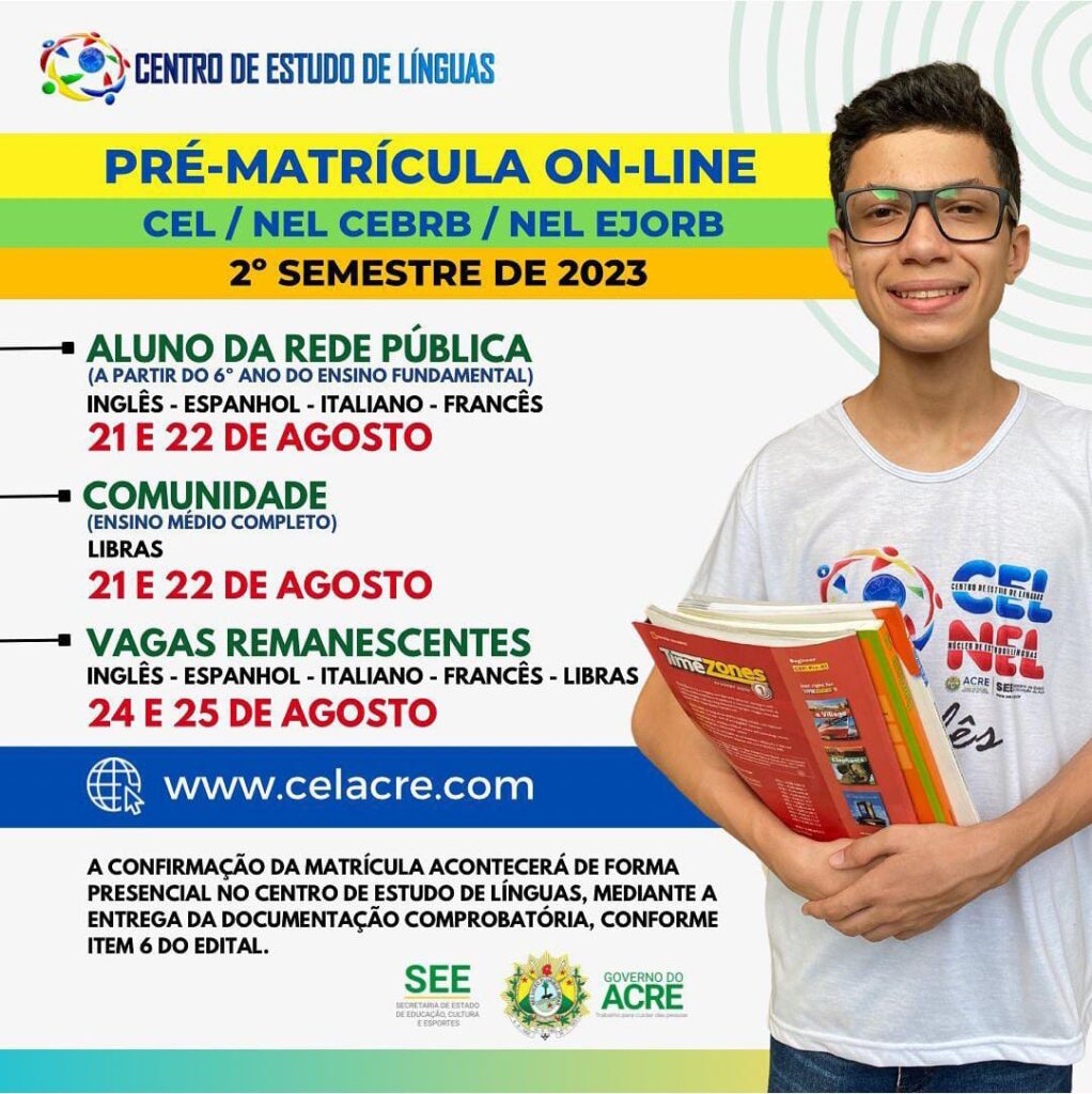 Pré-matrícula on-line do Centro de Línguas inicia nesta segunda-feira, 21