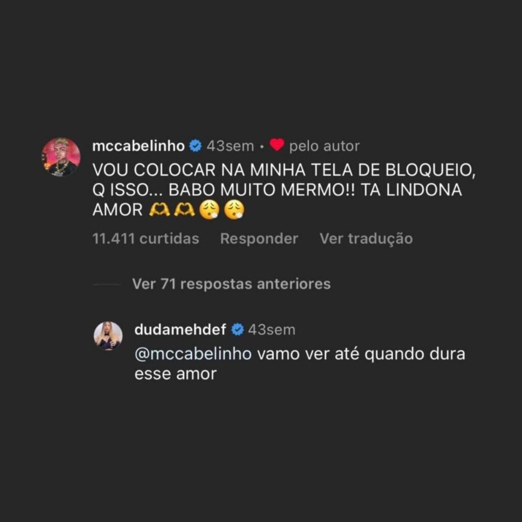 Fãs resgatam comentário antigo em que amante de MC Cabelinho debocha de Bella Campos: “Até quando”