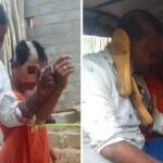 Homem e amante sofrem castigo, têm cabelos raspados e desfilam amarrados