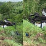 Motorista perde controle e capota caçamba na BR-364 Motorista perde controle e capota caçamba na BR-364