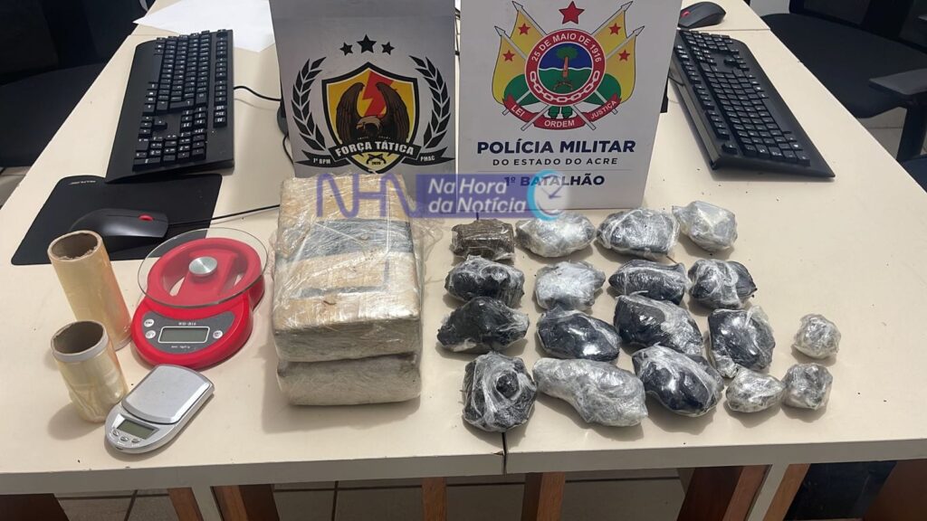 Força Tática do 1° Batalhão apreende adolescente de 16 anos com 3 kg de maconha em Rio Branco