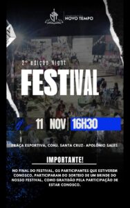 Igreja Novo Tempo realiza segunda edição do ‘Night Festival’ neste sábado, 11