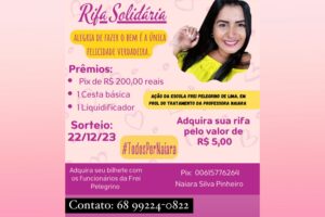 Professora faz rifa solidária para tratar câncer de mama fora do estado