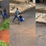 Homens trocam socos e terminam briga com abraço Homens trocam socos e terminam briga com abraço