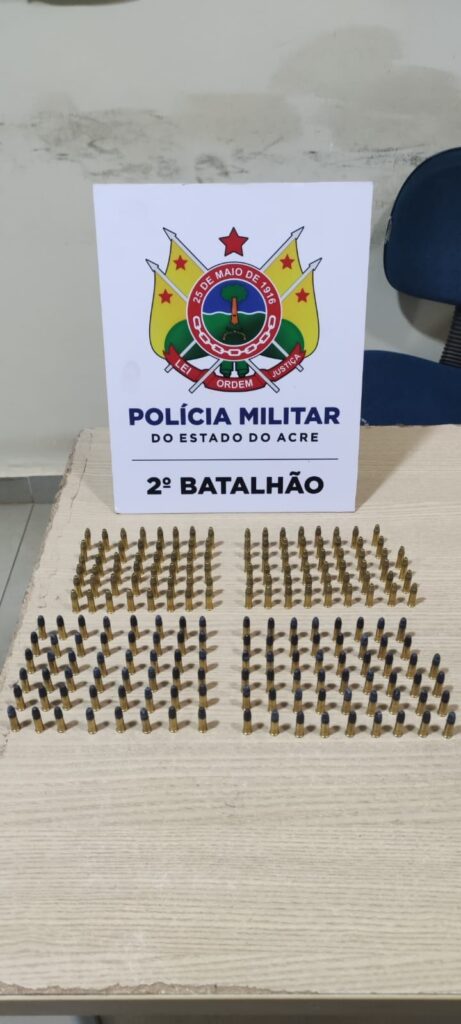 Polícia Militar do Acre apreende 200 munições no bairro Taquari