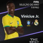 Vinicius Jr. é o único jogador brasileiro eleito para a Seleção do Ano FIFPro Vinicius Jr. é o único jogador brasileiro eleito para a Seleção do Ano FIFPro