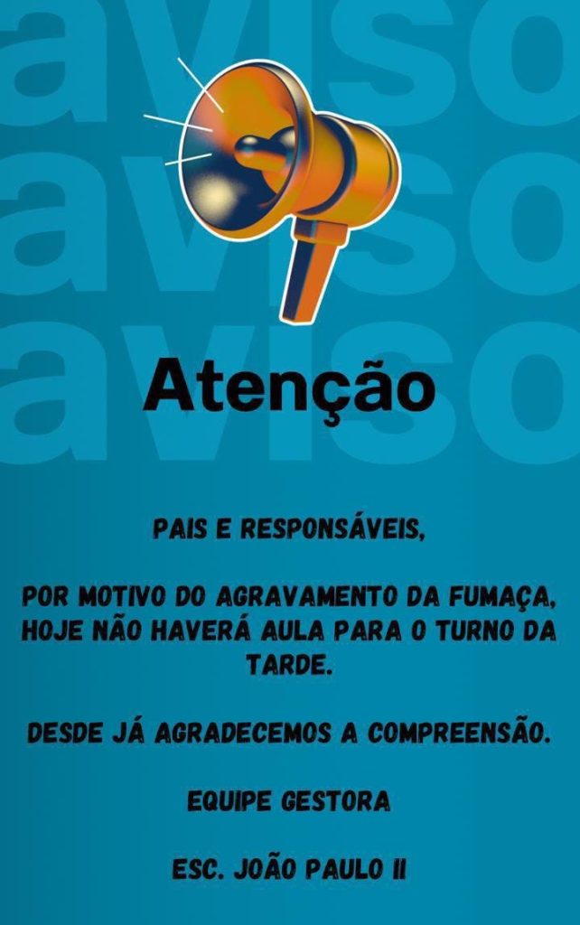 Escola João Paulo II suspende aulas no turno da tarde após aumento de fumaça em Rio Branco