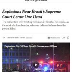 'Preocupação de segurança', 'convicções políticas extremas': imprensa internacional repercute explosões em Brasília 'Preocupação de segurança', 'convicções políticas extremas': imprensa internacional repercute explosões em Brasília