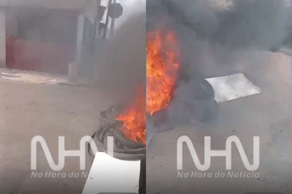 Moradores radicalizam e queimam pneus para fechar parcialmente rua na Baixada da Sobral