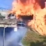 Caminhão-tanque explode após colisão e motorista pula de viaduto no Paraná