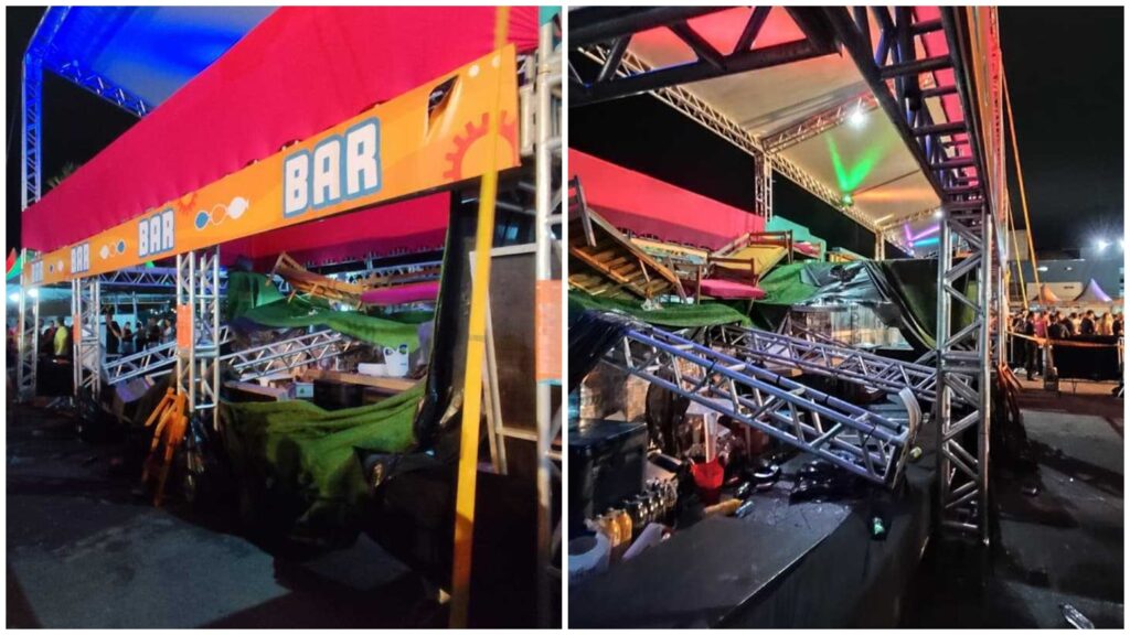 Parte de camarote cai em festival em SC, deixa feridos e paralisa show