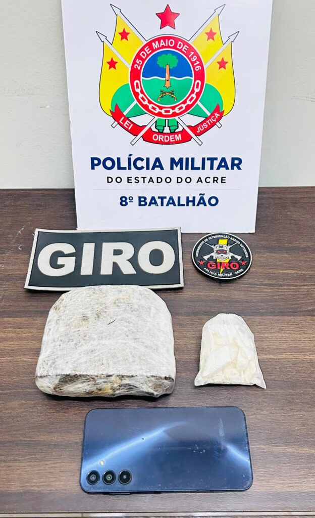 GIRO do 8º BPM apreende mais de meio quilo de drogas durante operação na BR-364, em Sena Madureira