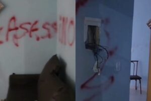 Apartamento de síndico suspeito de matar corretora em GO é destruído e pichado: ‘Assassino’