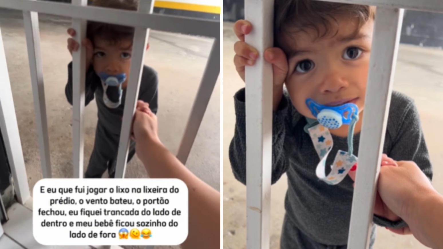 Mãe fica presa por acidente em lixeira de condomínio com filho de 1 ano do lado de fora; veja Mãe fica presa por acidente em lixeira de condomínio com filho de 1 ano do lado de fora; veja