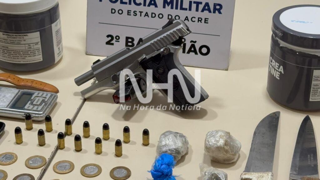 Tático do 2º BPM prende homem com drogas, arma e munições durante patrulhamento em ramal no Segundo Distrito de Rio Branco