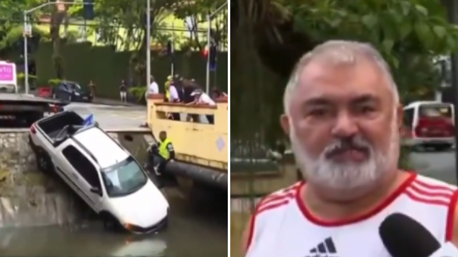 Após cair com carro em canal do Rio, motorista não se abala: 'Tem coisa pior, a violência'