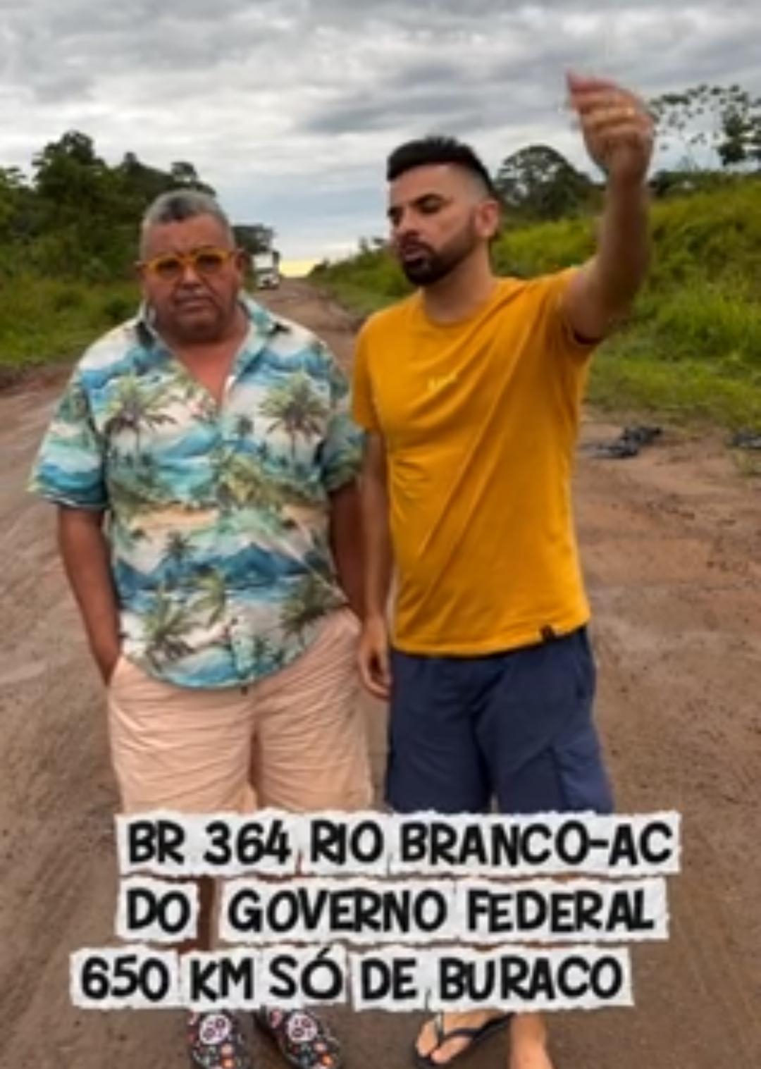 Humoristas criticam estado da BR-364 durante viagem no Acre: “650 km só de buraco” Humoristas criticam estado da BR-364 durante viagem no Acre: “650 km só de buraco”