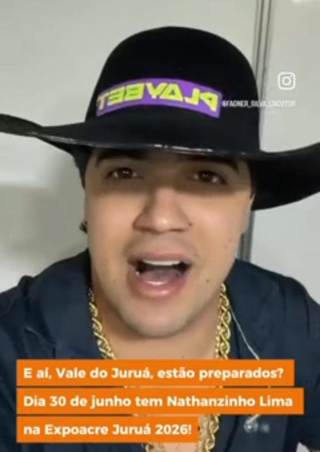 Natanzinho Lima confirma show na Expoacre Juruá e manda recado ao público: “já tô com saudade”