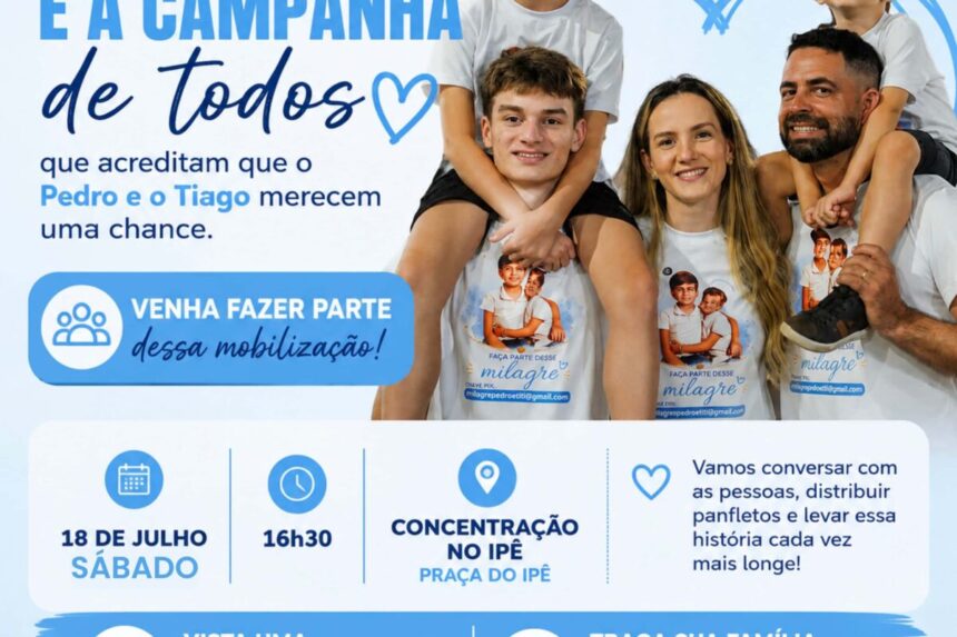 Família e voluntários convidam população para ato solidário pelos irmãos Pedro e Tiago: 'Campanha de Todos'
