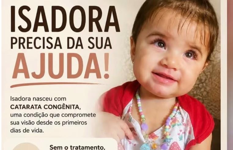 Família faz campanha para arrecadar R$ 10 mil e salvar visão de bebê de 11 meses