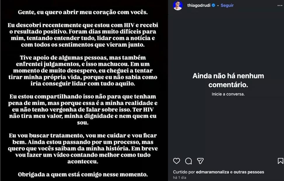 Influenciador acreano Thiago Drudi revela diagnóstico positivo para HIV