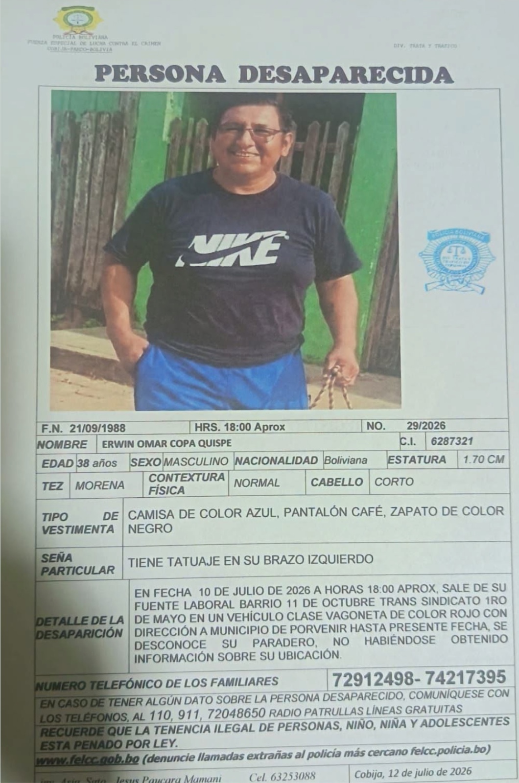 Corpo de homem com as mãos amarradas é encontrado em área rural próxima à comunidade de Villa Rojas, na Bolívia