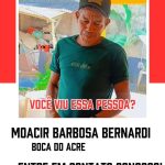 Trabalhador desaparece após sair de fazenda na Estrada de Boca do Acre; família pede ajuda para localizá-lo Trabalhador desaparece após sair de fazenda na Estrada de Boca do Acre; família pede ajuda para localizá-lo