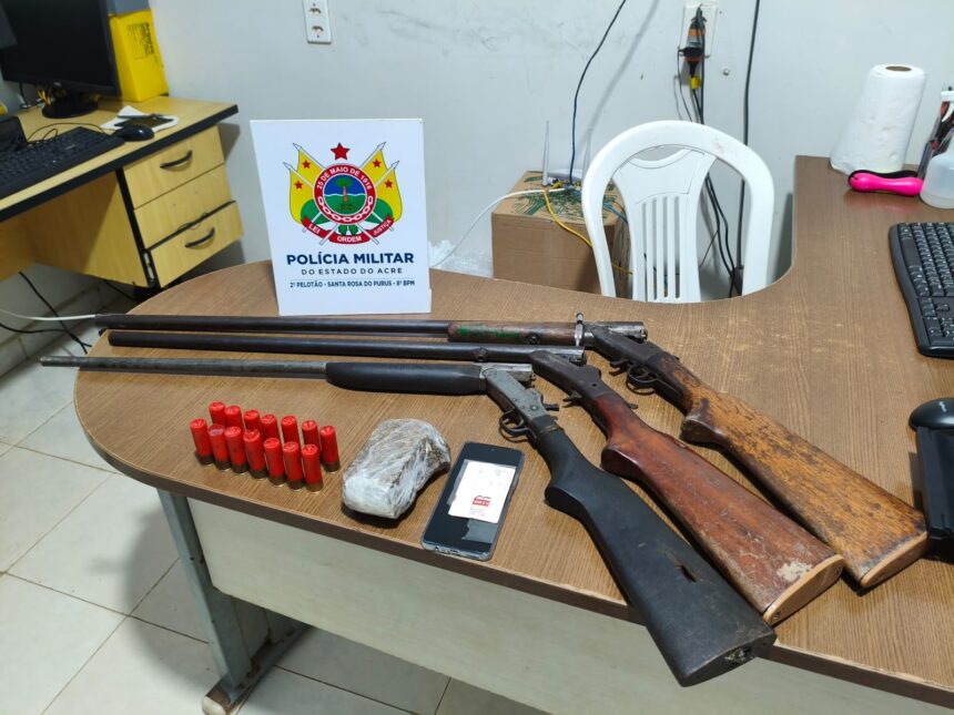 PMAC e Polícia Civil prendem três suspeitos e apreendem drogas e armas em Santa Rosa do Purus PMAC e Polícia Civil prendem três suspeitos e apreendem drogas e armas em Santa Rosa do Purus