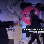 Humorista leva cadeirada e é xingada durante show em SC Humorista leva cadeirada e é xingada durante show em SC