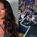 Pocah e bailarinas caem após estrutura de palco desabar no meio do show Pocah e bailarinas caem após estrutura de palco desabar no meio do show