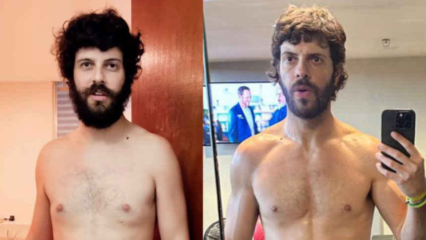 De cueca, Diogo Defante mostra antes e depois do corpo e desabafa sobre retirada de tumor