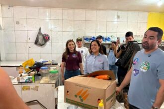Mailza e Jéssica Sales percorrem comércio do Segundo Distrito e almoçam no Restaurante da Fran em agenda de campanha