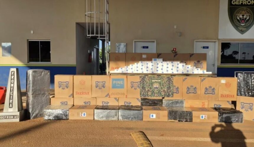 Gefron apreende 19 mil maços de cigarros contrabandeados da Bolívia em Plácido de Castro