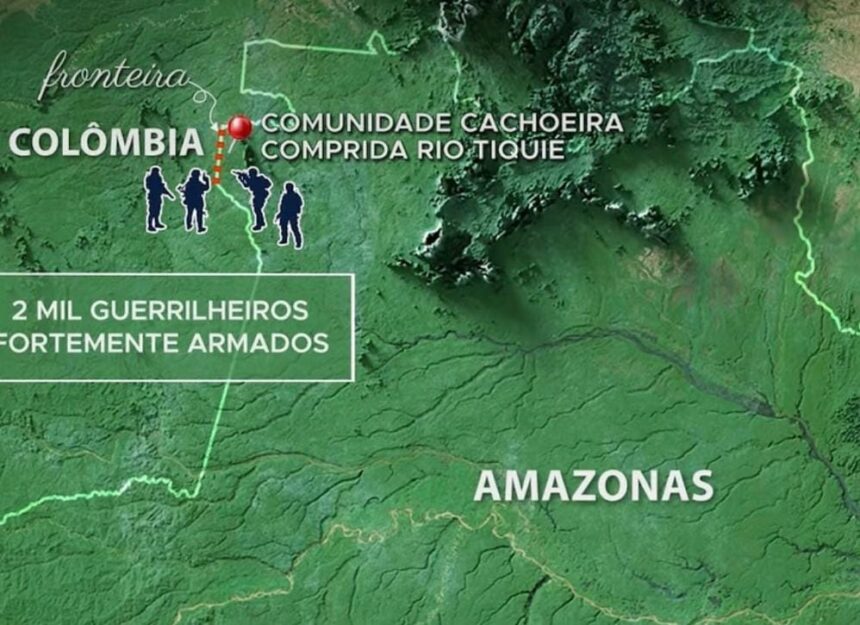 Comunidades indígenas denunciam presença de centenas de homens armados na fronteira com a Colômbia no Amazonas Comunidades indígenas denunciam presença de centenas de homens armados na fronteira com a Colômbia no Amazonas