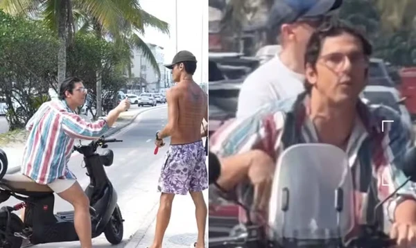 Rafael Infante se irrita com fotógrafo em praia, faz ameaça e briga termina com pedido: ‘Não me esculache’