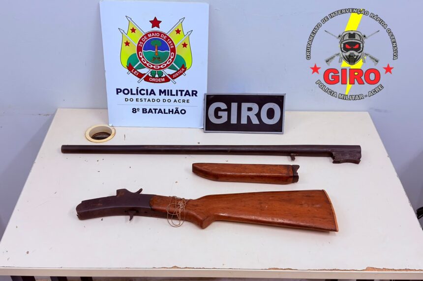 PMAC apreende arma de fogo durante patrulhamento em Sena Madureira PMAC apreende arma de fogo durante patrulhamento em Sena Madureira