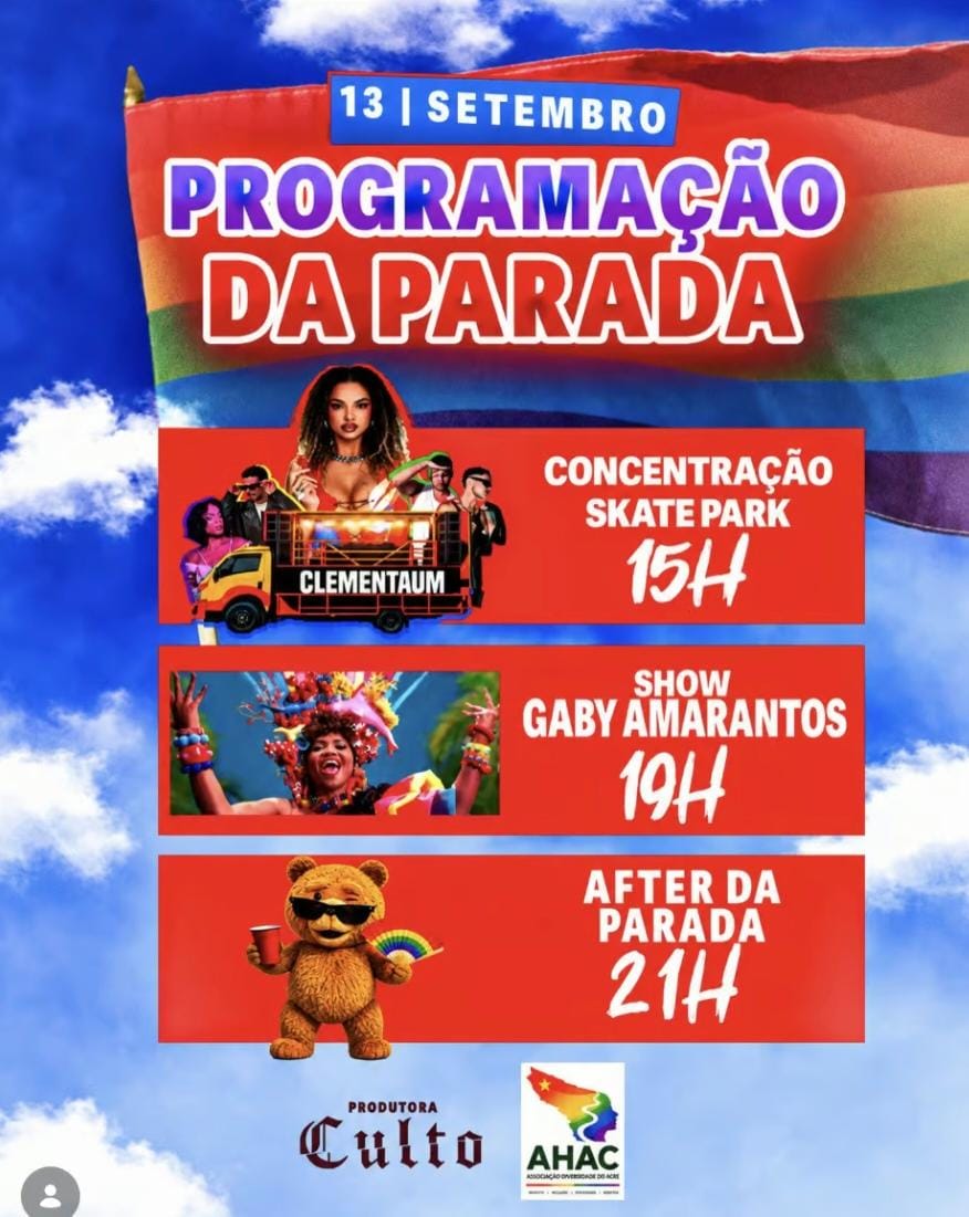 20ª Parada do Orgulho LGBTI+ de Rio Branco celebra diversidade com trio elétrico e show de Gaby Amarantos
