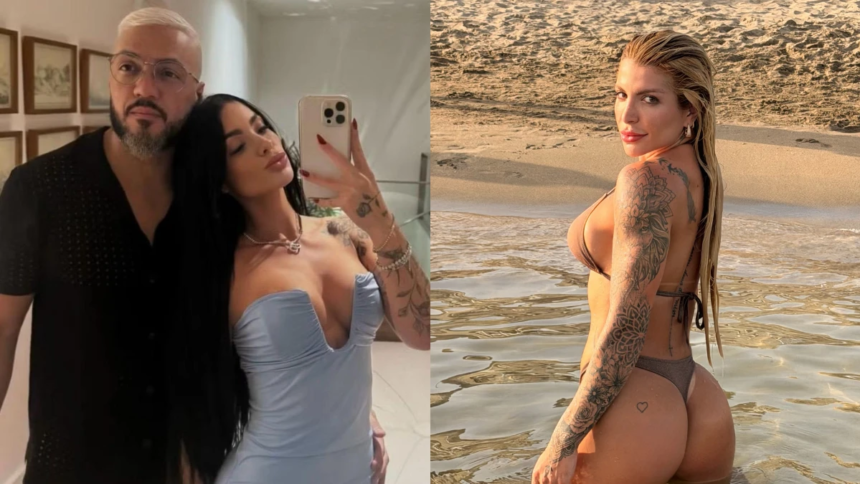 Namorada de Belo explica como machucou o dedo e comenta sobre suposto trisal com o cantor e a ex-assessora