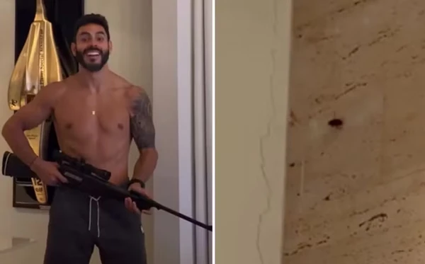 Rodolffo pega arma e mata barata com tiro dentro de casa: 'Não entra no meu quintal'