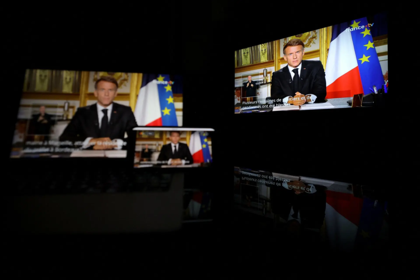 Macron condena cenas “chocantes” de violência em toda a França Macron condena cenas “chocantes” de violência em toda a França