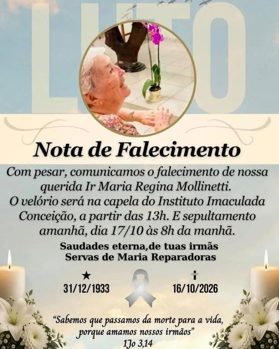 Morre aos 92 anos Irmã Regina Mollinetti, educadora que marcou gerações no Acre Morre aos 92 anos Irmã Regina Mollinetti, educadora que marcou gerações no Acre
