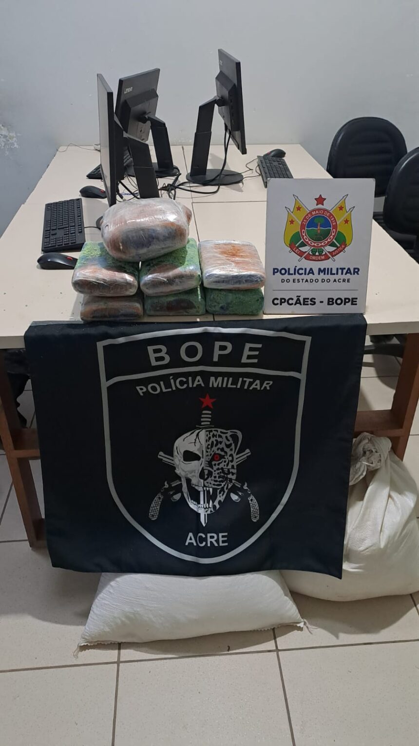 BOPE apreende mais de 7 quilos de skank escondidos em sacos de farinha em Rio Branco