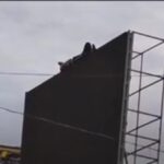 Homem é resgatado após dormir no topo de telão de LED em Cruzeiro do Sul