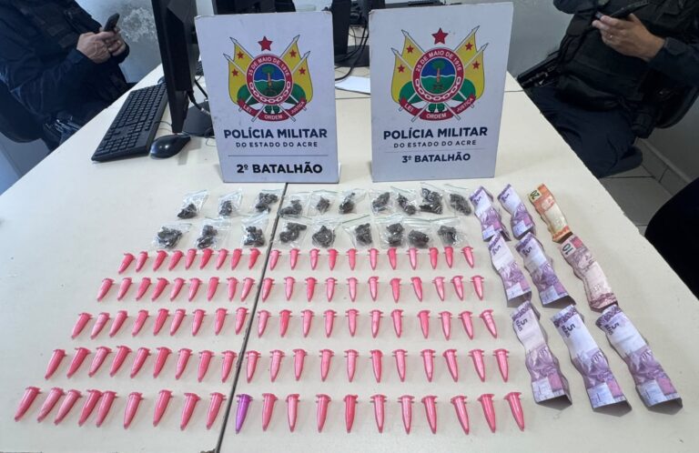 Homem é preso com centenas de pinos de cocaína durante ação da Força Tática em Rio Branco