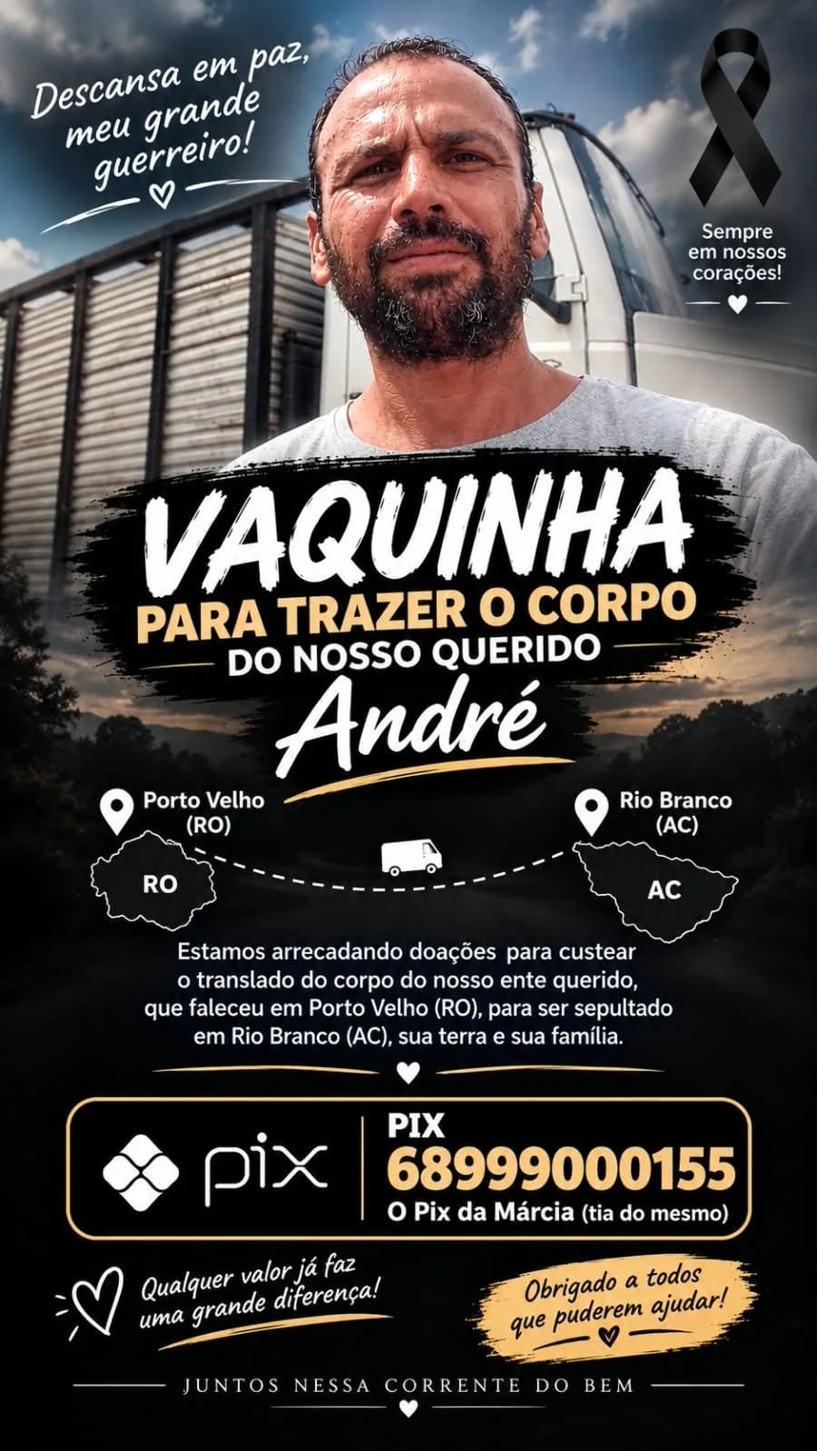 Família pede ajuda para trazer corpo de acreano de volta de Rondônia