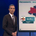 César Tralli se blinda contra críticas com desempenho sóbrio na ‘Marcha da Apuração’