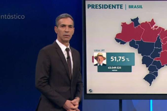 César Tralli se blinda contra críticas com desempenho sóbrio na ‘Marcha da Apuração’