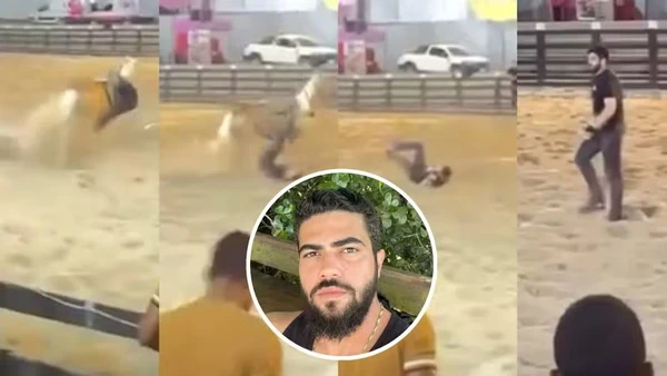 Henrique, dupla de Juliano, sofre queda de cavalo durante vaquejada